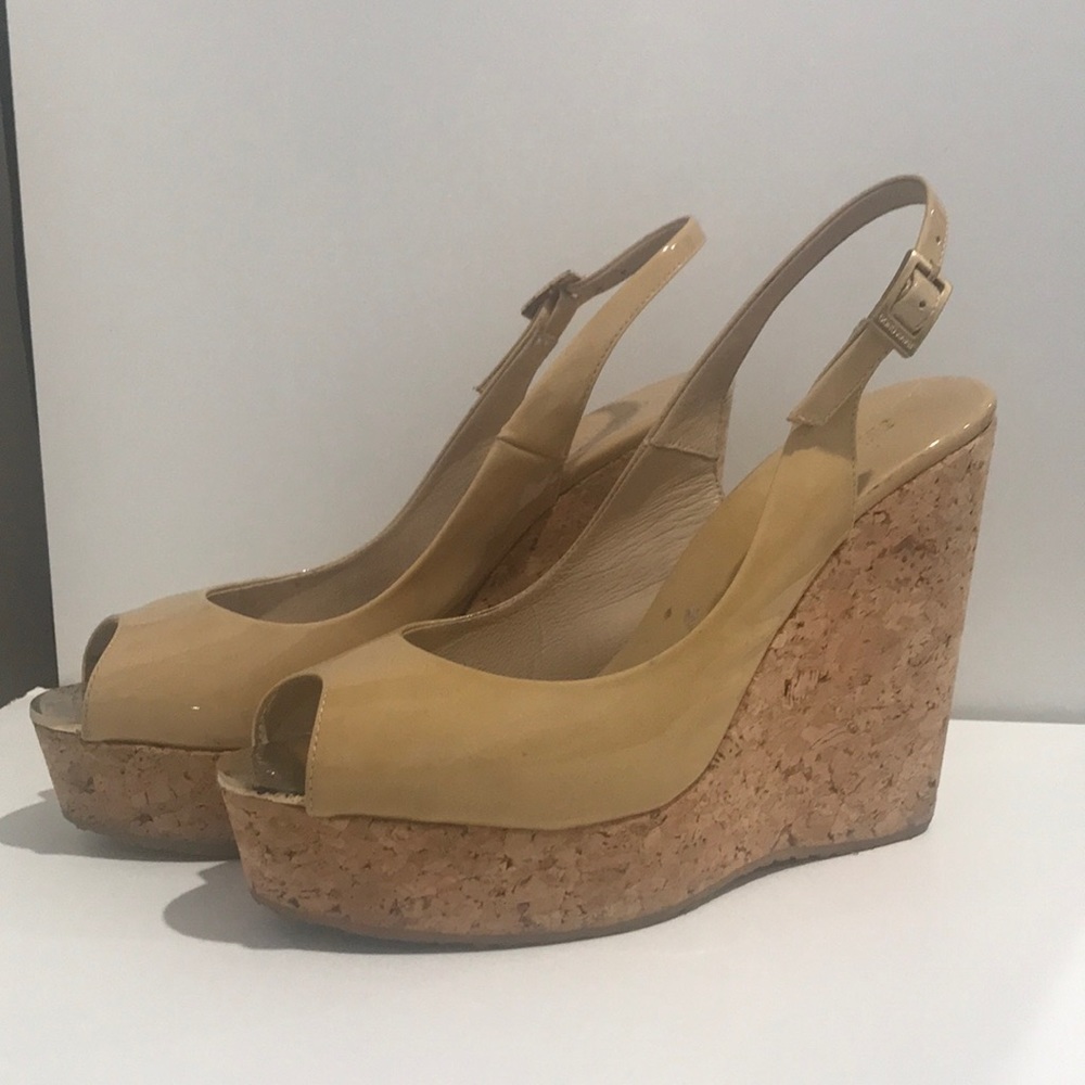 Authentic Jimmy Choo size 38 beige wedges